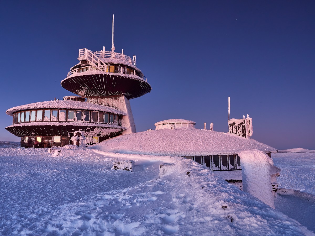 Karpacz, Polska, Śnieżka, Zima, Góry, Obserwatorium Meteorologiczne