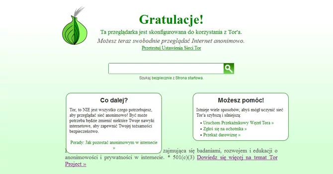 Korzystając z przeglądarki TOR możemy przeglądać również klasyczne zasoby sieci, zapewniając sobie przy tym zwiększoną anonimowość.