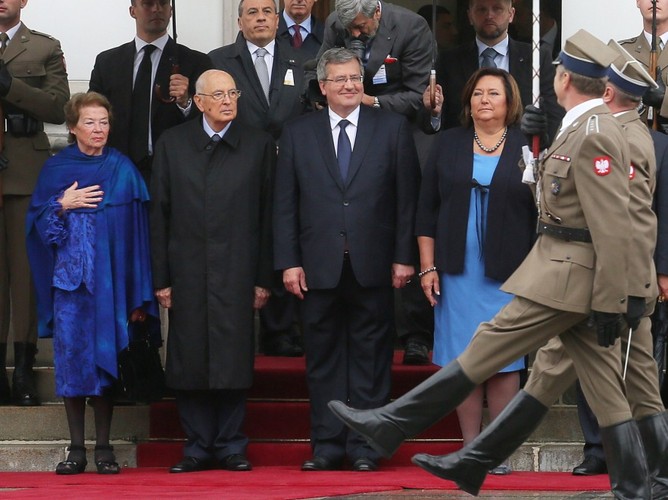 Anna i Bronisław Komorowscy oraz Clio i Giorgio Napolitano