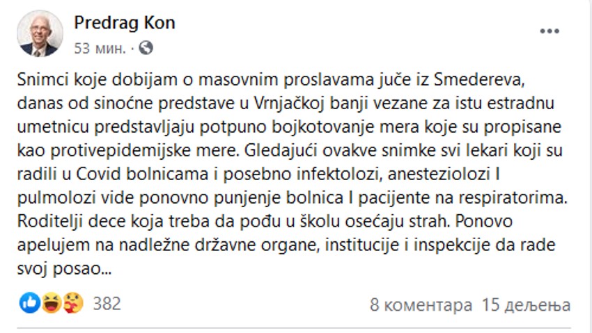 predrag kon status na Fejsbuku