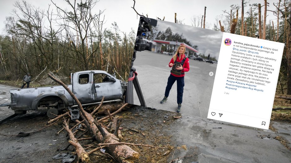 Karolina Pajączkowska z TVP relacjonuje wojnę w Ukrainie (Screen: Instagram.com/Karolina_Pajączkowska)