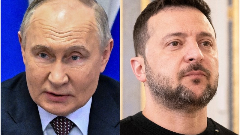 Ruský prezident Vladimir Putin a ukrajinský prezident Volodymyr Zelenskyj.