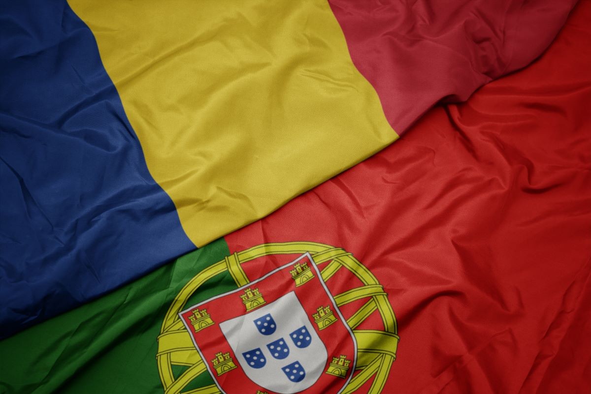 Flagi Rumunii i Portugalii
