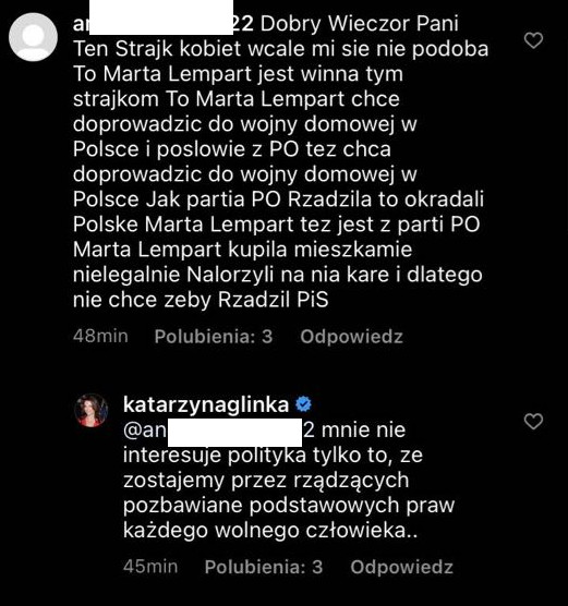 Katarzyna Glinka na Instagramie