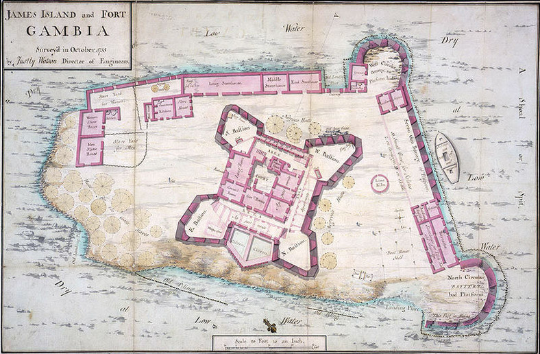 James Island na mapie z 1755 roku
