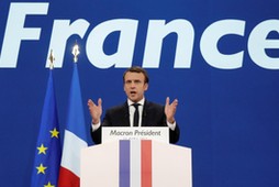 Emmanuel Macron, head of the political movement En Marche !, or Onwards !, and candidate for the 201