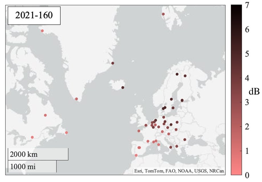 Mapa stacji, w kórych obserowano zakłócenia - przykładowo 9 czerwca 2021 r