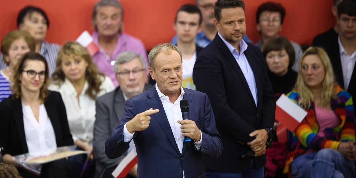 Donald Tusk i Rafał Trzaskowski w Krakowie.