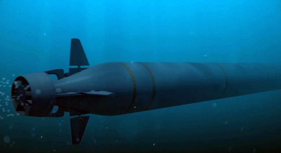 Ujęcie klatki pobrane z materiałów wideo z oficjalnej strony rosyjskiego prezydenta kremlin.ru - bezzałogową łódź podwodna z innowacyjnym silnikiem jądrowym wystrzelona z łodzi podwodnej