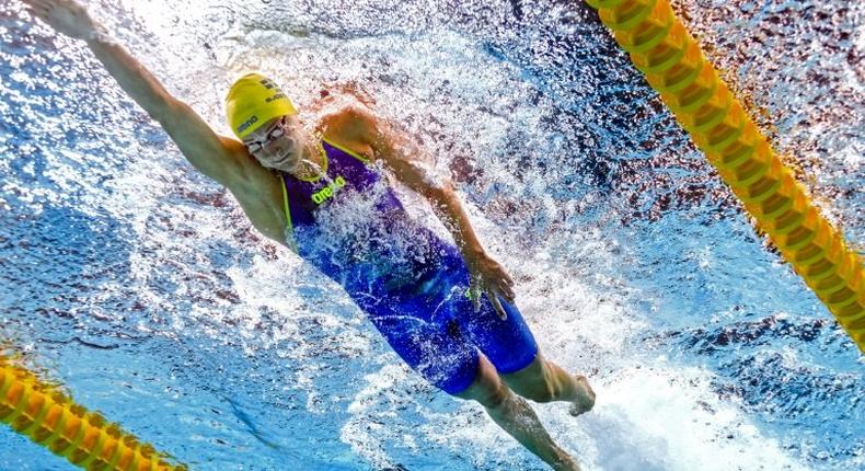 Sweden's Sarah Sjostrom competes in a 100m freestyle heat during the 2017 FINA World Championships in Budapest, on July 27