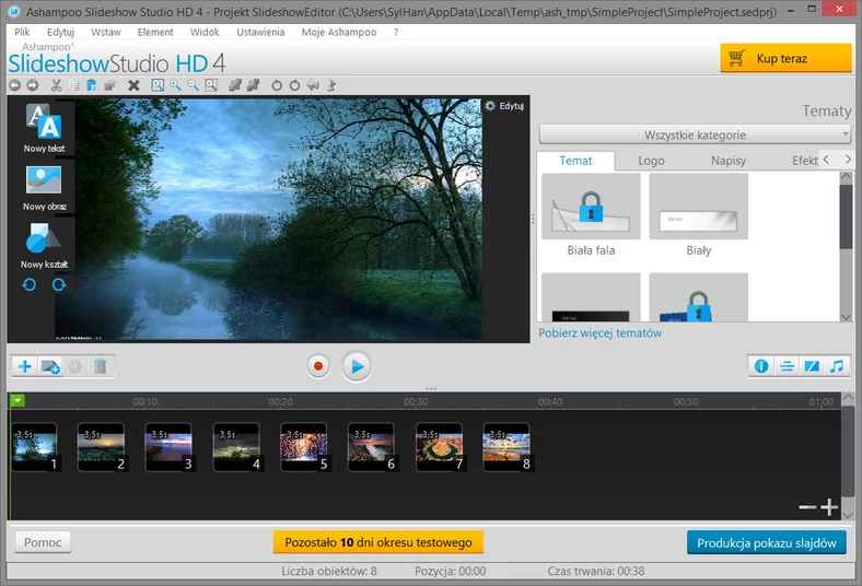 Główne okno programu do tworzenia pokazu slajdów - Ashampoo Slideshow Studio HD