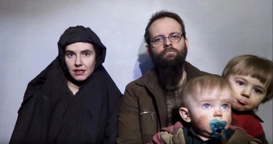 Taliban Social media image of American Caitlan Coleman, her Canadian husband Joshua Boyle and two of their children.