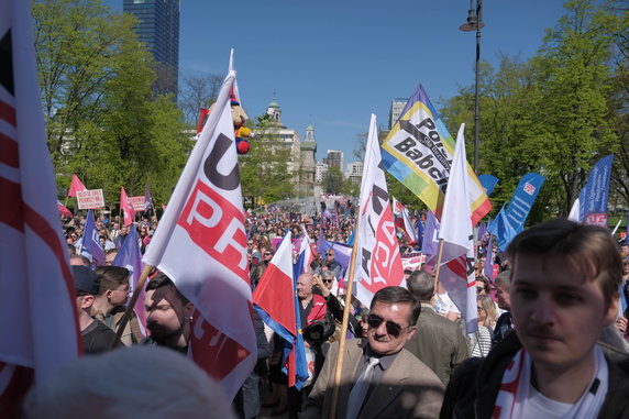 Marsz Lewicy i związków zawodowych w Warszawie