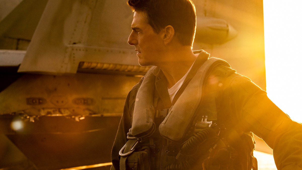 Kadr z filmu „Top Gun: Maverick, na zdjęciu Tom Cruise jako Pete „Maverick Mitchell