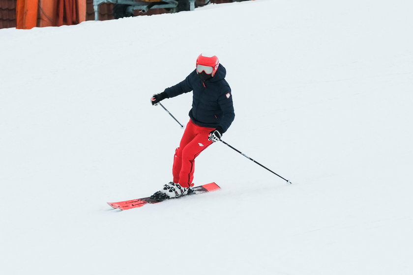 Prezydent RP Andrzej Duda wybral sie na narty na stok Cienkow w Wisle