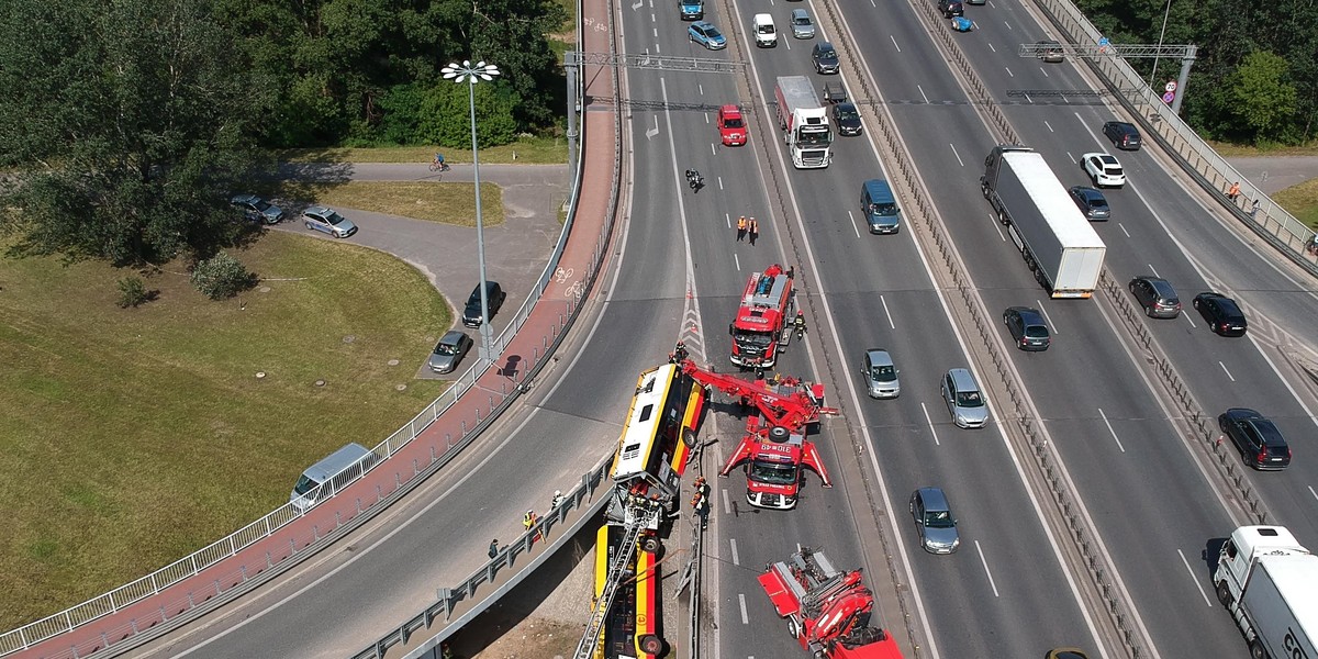 Wypadek autobusu w Warszawie