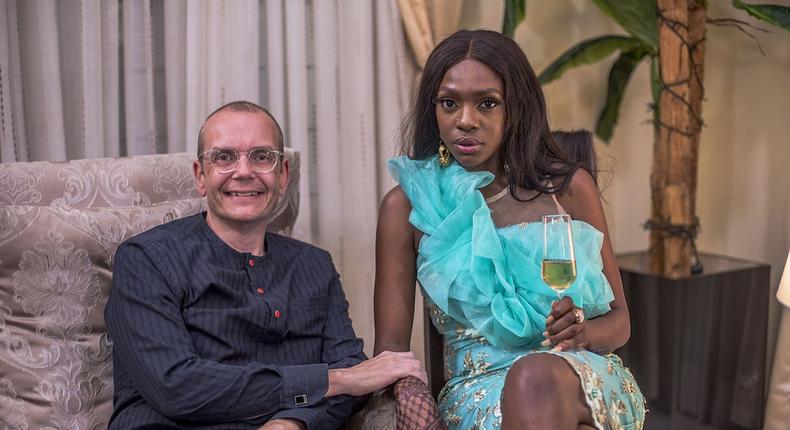 Judith Audu's husband, Morten Foght and Beverly Osu on the set of 'The Family.' [Judith Audu productions]