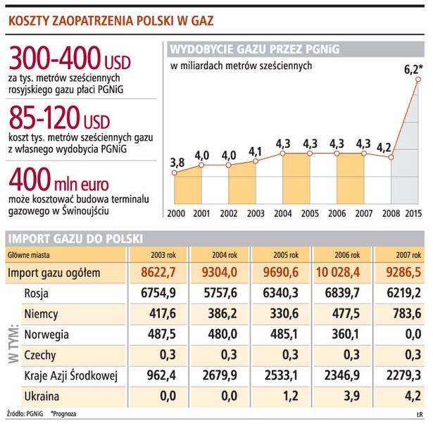 Koszty zaopatrzenia Polski w gaz