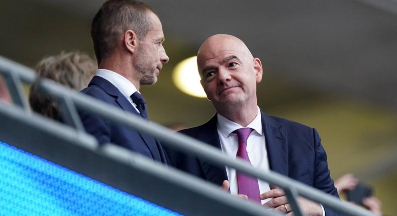 UEFA and FIFA presidents Alexander Ceferin and Gianni Infantino respectively 