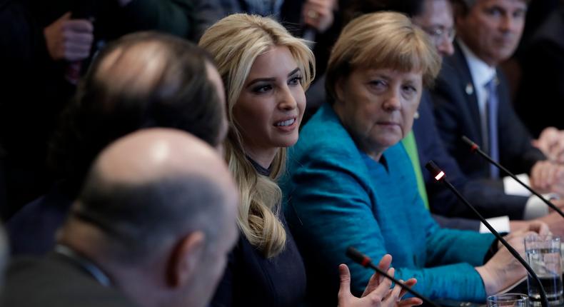 Ivanka Trump's involvement in international politics has raised eyebrows. Here, the first daughter speaks during German Chancellor Angela Merkel's White House visit.