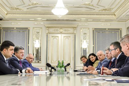Spotkanie prezydenta Ukrainy Petra Poroszenki z Leszkiem Balcerowiczem