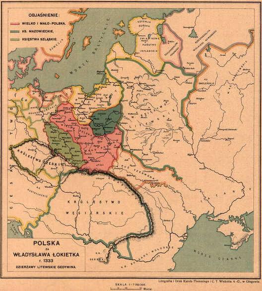 Polska za Władysława Łokietka w 1333 r.