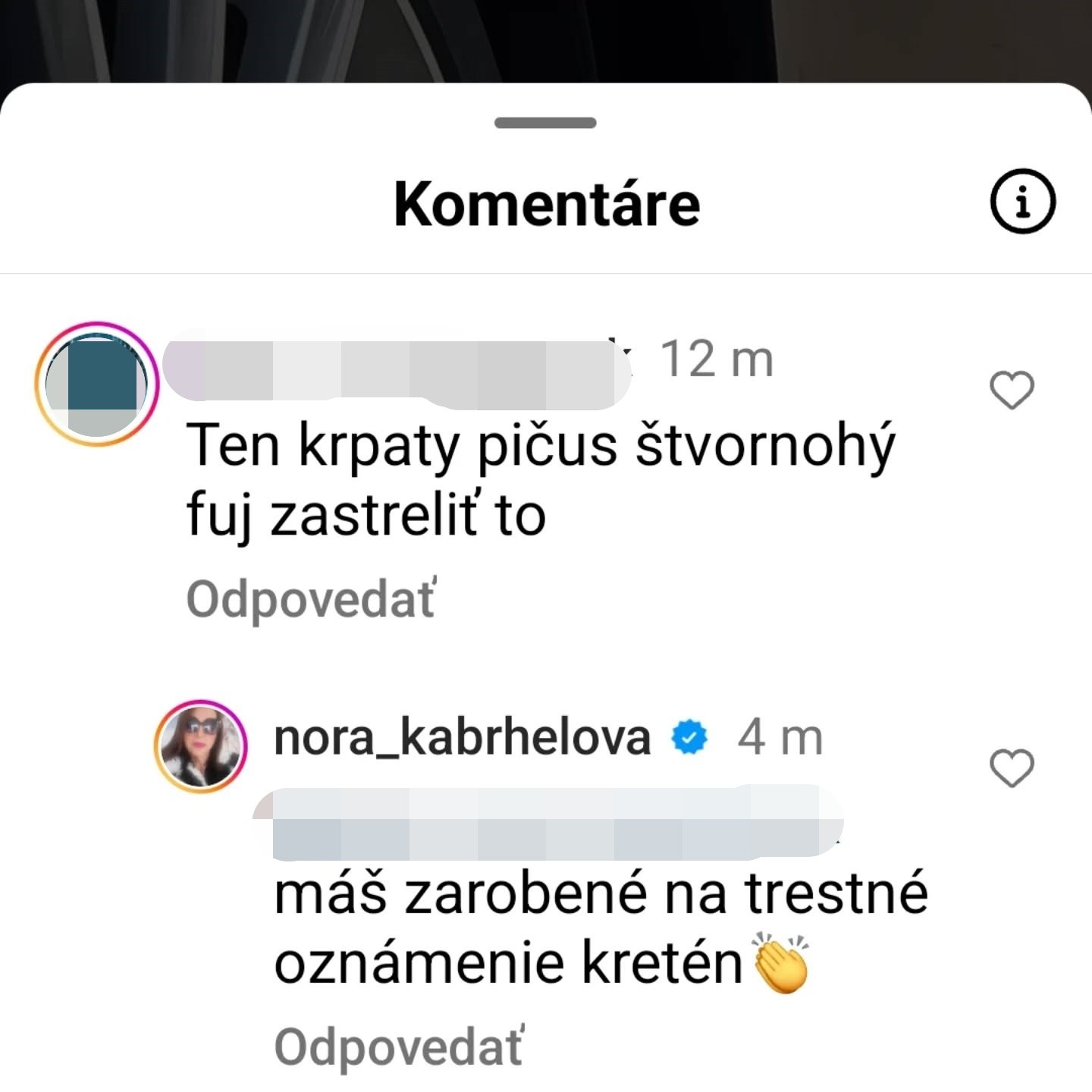 Kvôli komentáru oznámila podanie trestného oznámenia.
