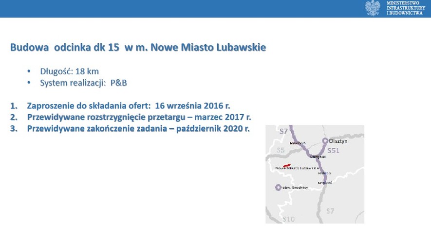 Budowa odcinka dk 15 w m. Nowe Miasto Lubawskie