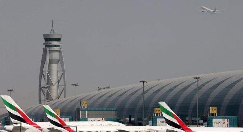 FILE PHOTO: Emirates Airlines aircrafts are seen at Dubai International Airport, United Arab Emirates May 10, 2016. REUTERS/Ashraf Mohammad/File photo