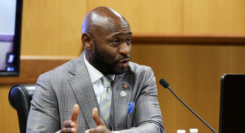 Fulton County Special Prosecutor Nathan Wade testifies during a hearing at the Fulton County Courthouse on February 15, 2024 in Atlanta, Georgia.Alyssa Pointer-Pool/Getty Images