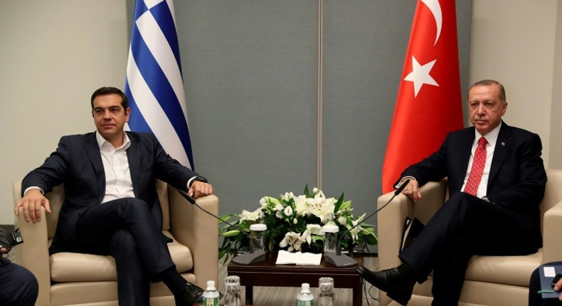 Turkish President Recep Tayyip Erdogan (R) and Greek Prime Minister Aleksis Tsipras will meet for bilateral talks this week to ease tensions