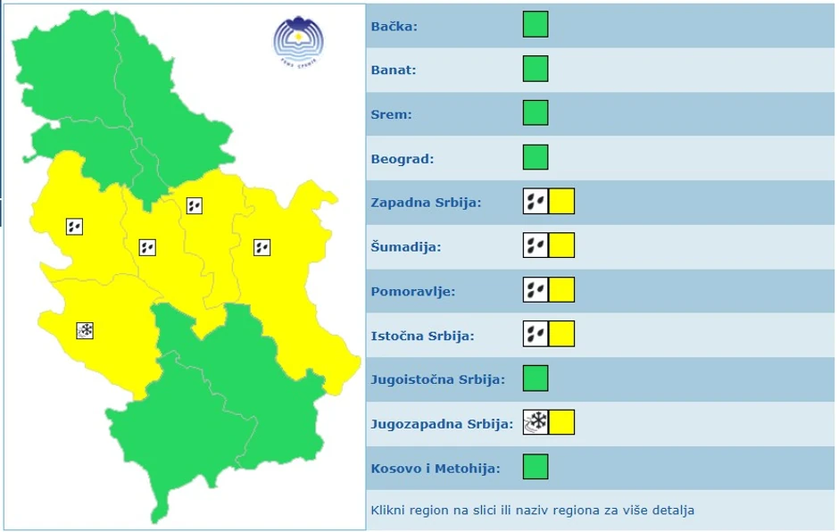 Meteoalarm za subotu