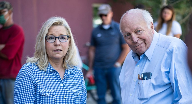 Former Rep. Liz Cheney and her father, former VP Dick Cheney.Jabin Botsford/The Washington Post via Getty Images