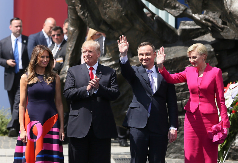 Melania Trump, Donald Trump, Andrzej Duda i Agata Kornhauser-Duda (Warszawa, 6 lipca 2017 r.)