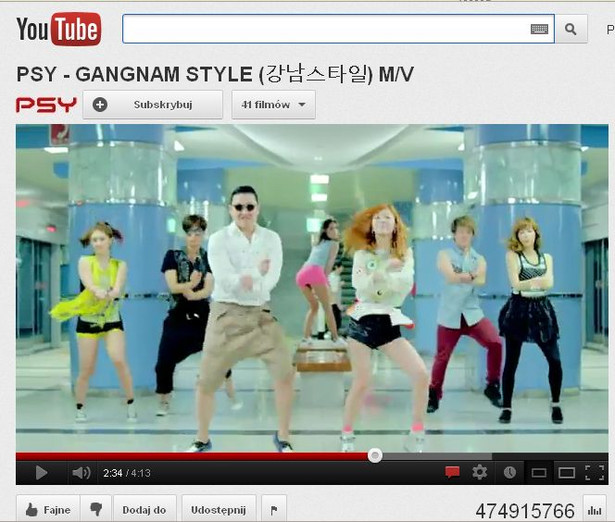 Gangnam style, Psy, źródło: YouTube