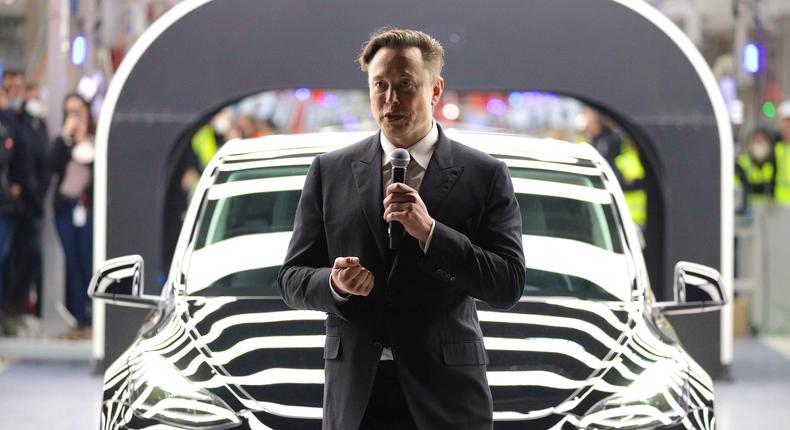 Elon Musk speaks at the opening of a new Tesla factory.Christian Marquardt - Pool/Getty Images