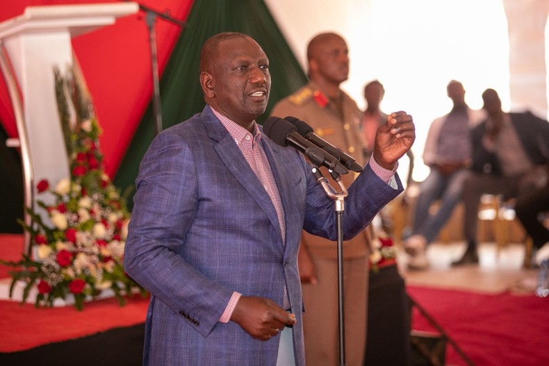 President William Ruto addresses a congregation at AIC Kitui Township, Kitui County on October 23, 2022
