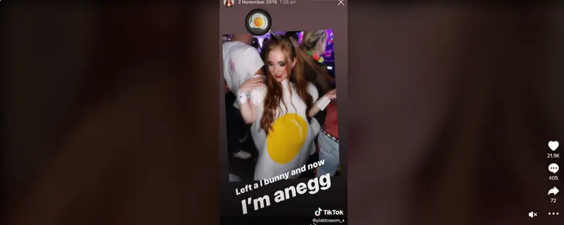 Przebrała się, ale to nie pomogło (fot. screen z tiktok.com/@piablossom_x)