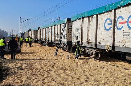 Ukraińska kukurydza zebrana z torów, pociąg odjechał. "Zostało na ziemi ok. 30 ton"