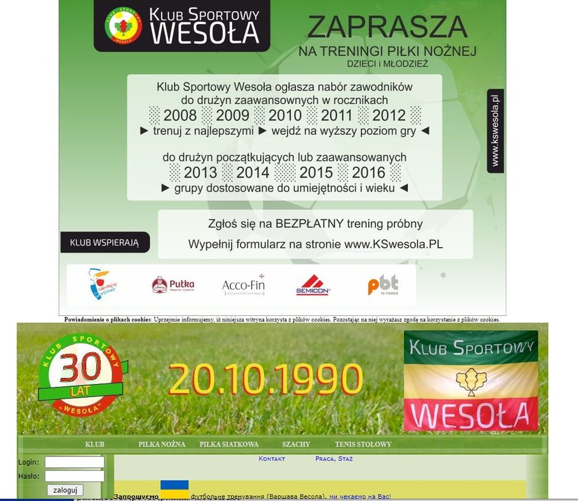 Na swej stronie internetowej Klub Sportowy "Wesoła" zaprasza dzieci i młodzież na treningi piłki nożnej. Brzmi to bardzo zachęcająco i niewinnie...