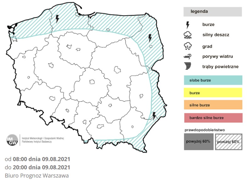 Słabe burze możliwe są dziś tylko punktowo