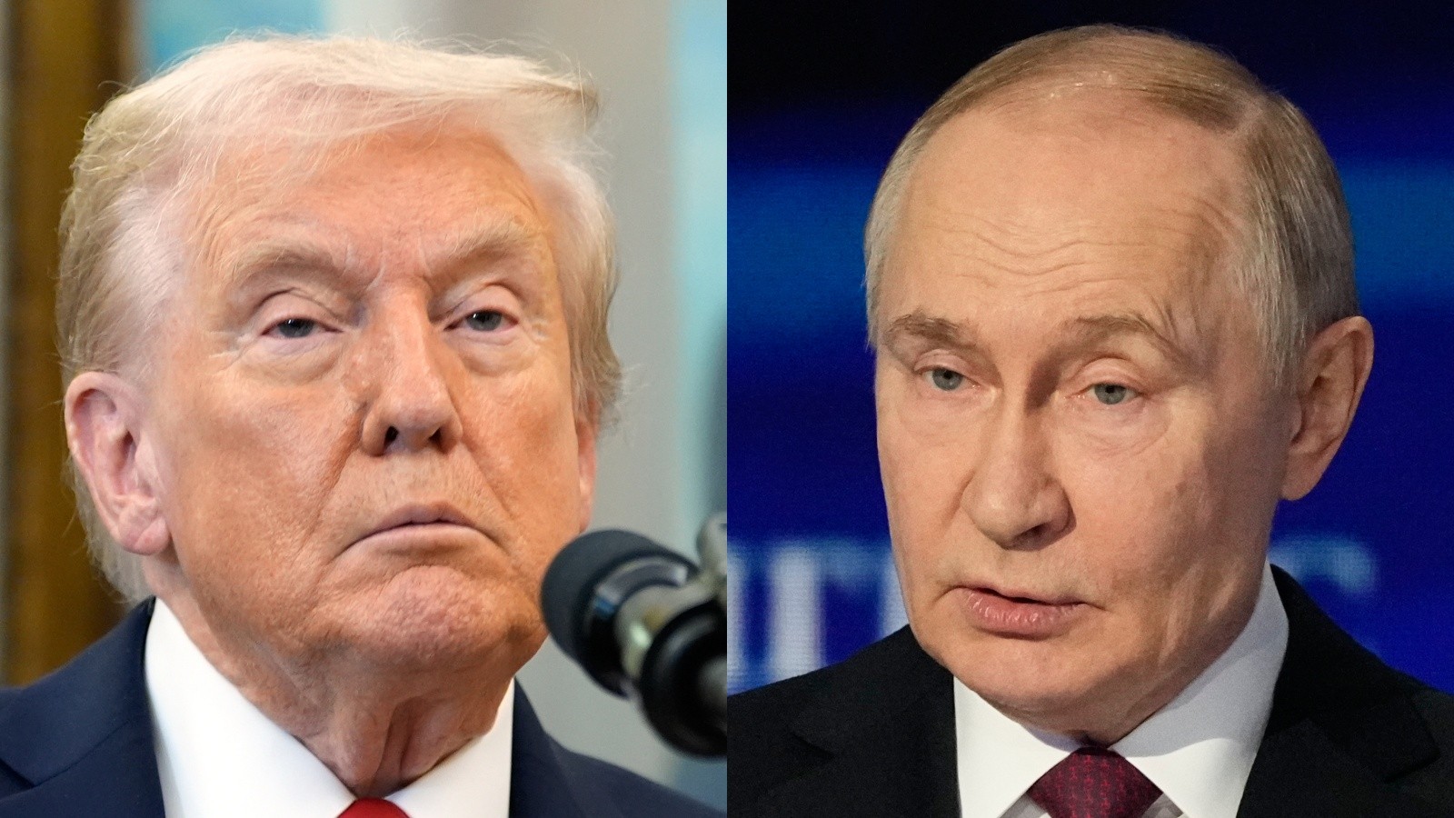 Americký prezident Donald Trump a ruský prezident Vladimir Putin.
