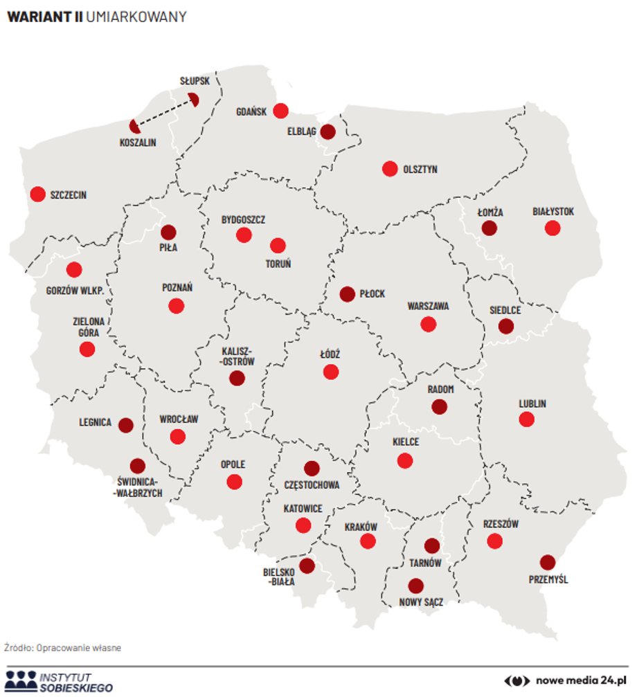 Wariant II: 20 województw