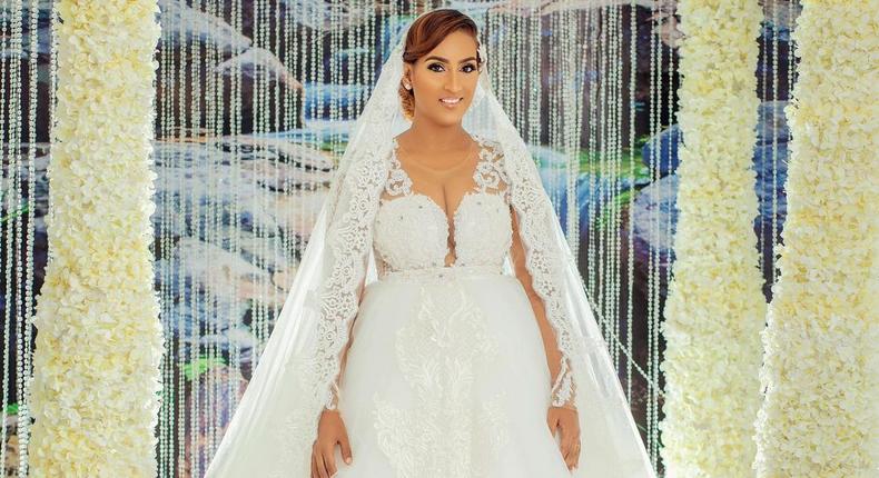 Juliet Ibrahim in wedding gown