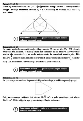 Egzamin gimnazjalny z matematyki - odpowiedzi