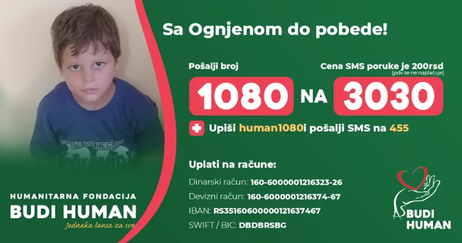 Fondacija "Budi human" prikuplja sredstva za Ognjena Jerkovića