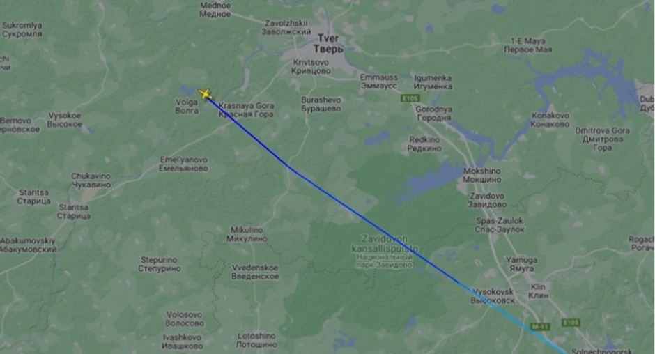 Ruta Prigožinovog aviona