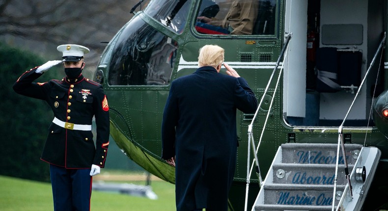 President Donald Trump boarding Marine One.