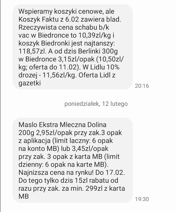 W ostatnich tygodniach Biedronka intensywnie komunikuje się klientami przez SMS-y