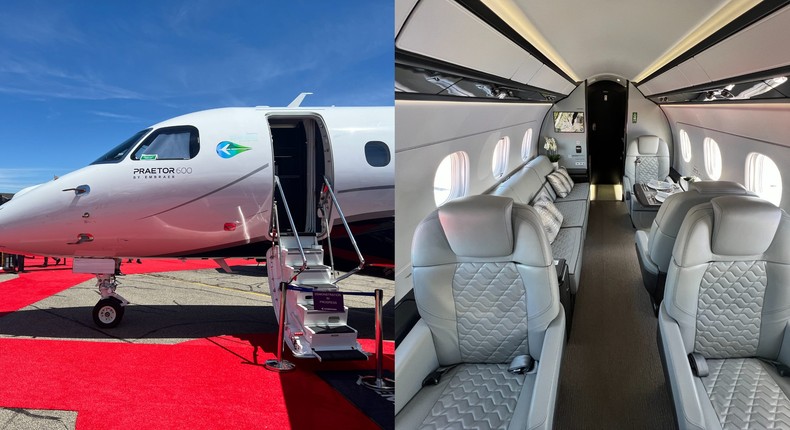 The exterior and interior of an Embraer Praetor 600.Pete Syme/Business Insider